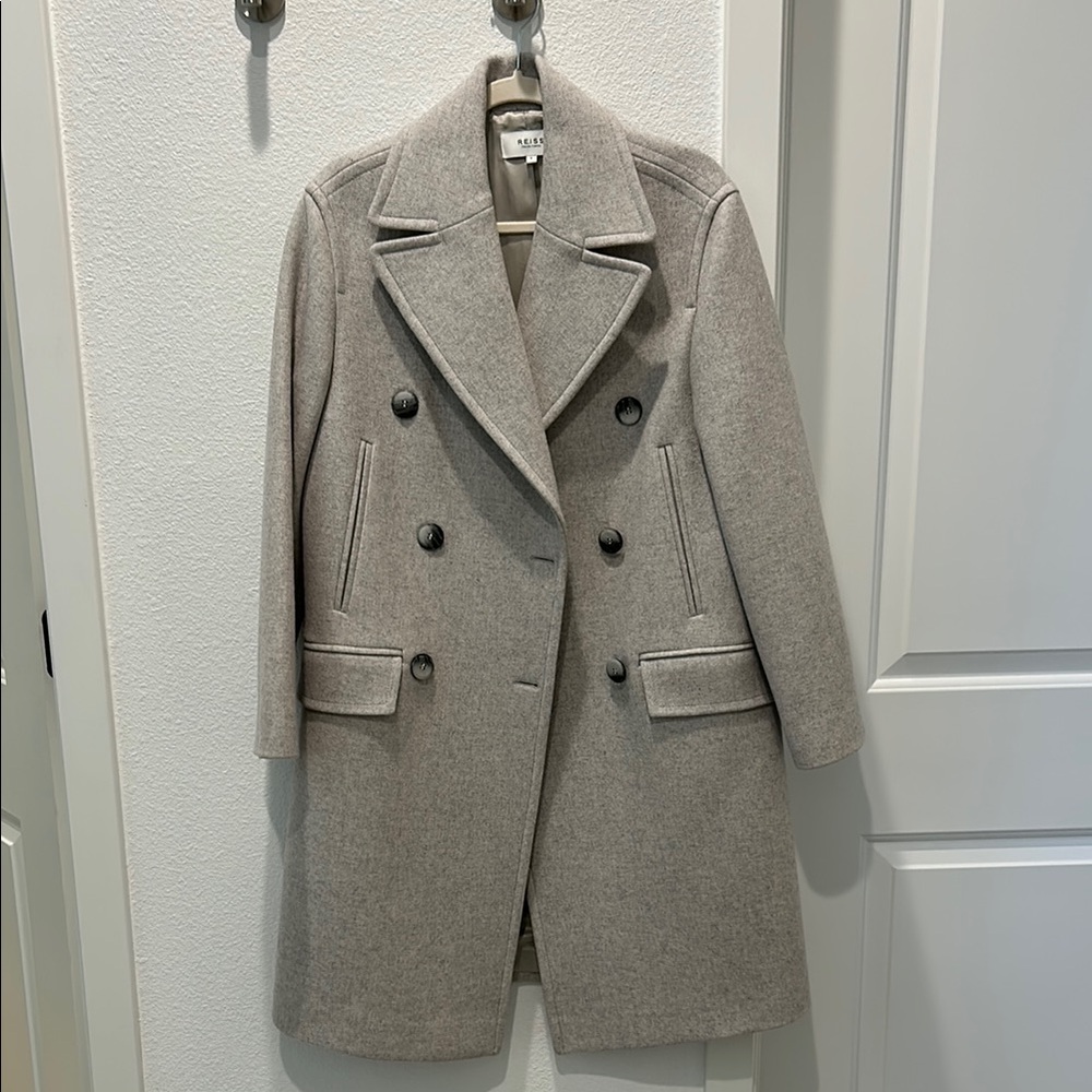 Reiss Double-Breasted Wool Coat in Gray